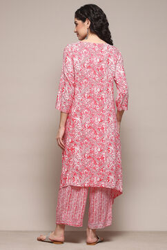 Coral Pink Rayon Straight Suit Set image number 5