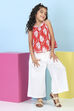 Red Cotton Printed A-line Suit Set