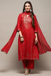 Deep Red Cambric Relaxed Kurta Palazzo Suit Set