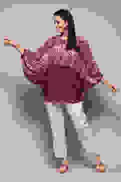 Berry Viscose Straight Printed Top image number 0