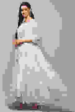 White Polyester A-Line Printed Dress image number 2