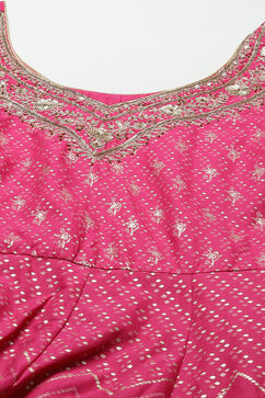 Pink Cotton Anarkali Kurta Churidar Suit Set image number 1