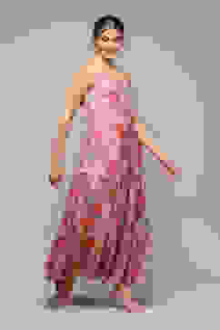 Coral Polyester Tiered Dress image number 3