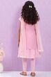 Pink Cotton Blend Flared Kurta Churidar Suit Set image number 5