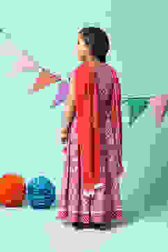 Red Cotton Short Top Lehenga Set image number 4