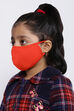 Orange Cotton Lycra Kids Solid Face Mask image number 2