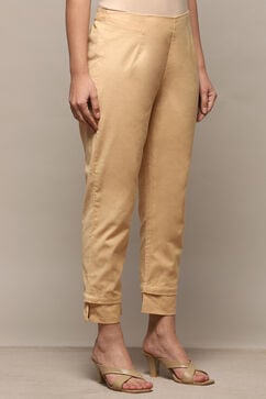 Almond Beige Cotton Flax Regular Pant image number 3