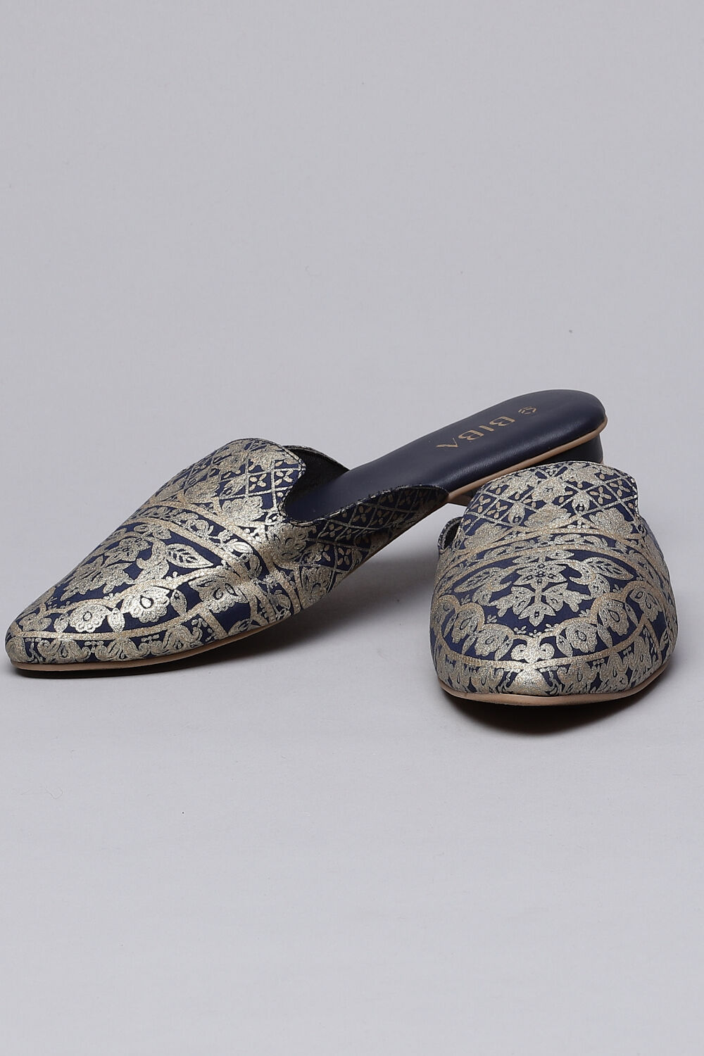 Blue Fabric Formal Mules