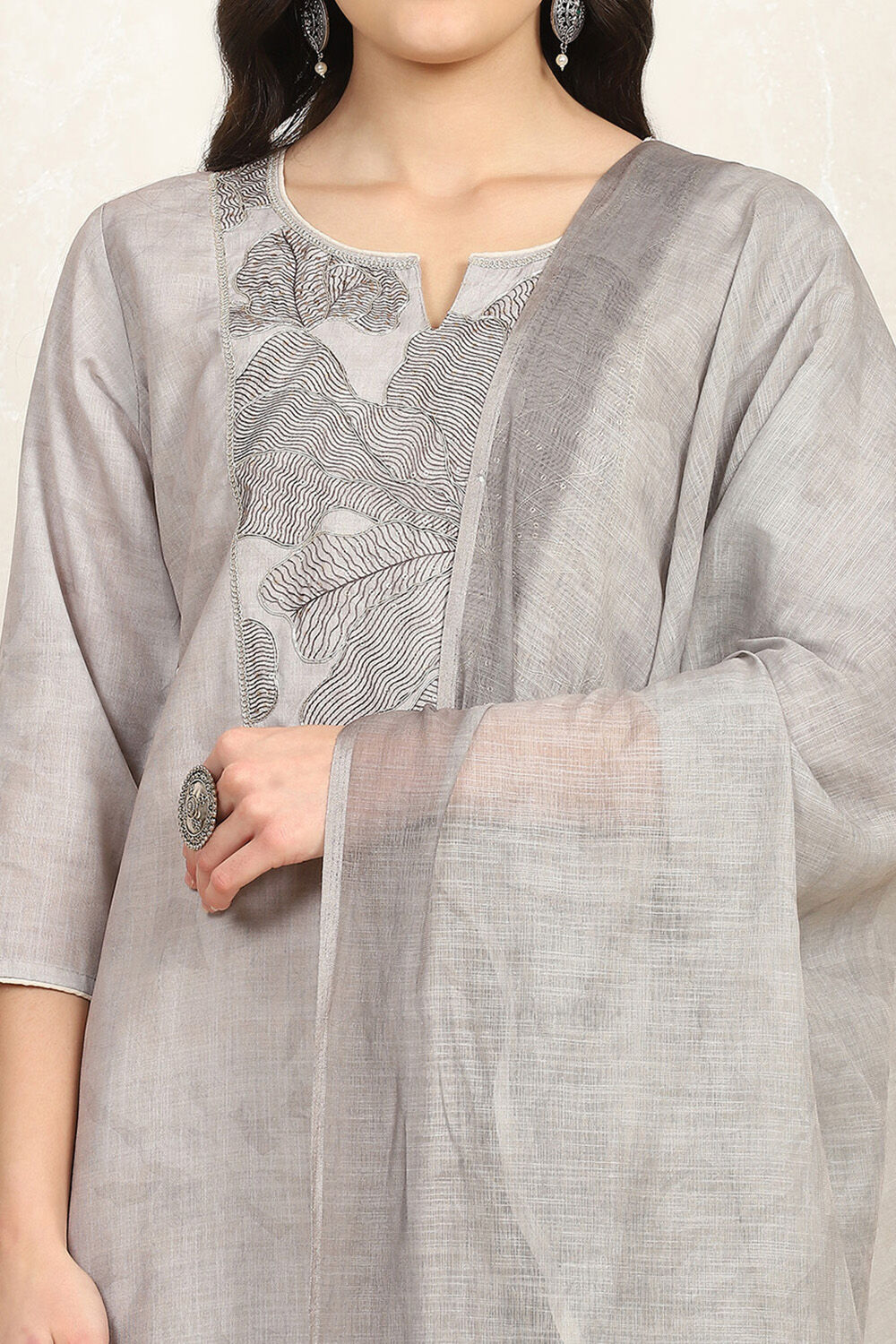 Pink Cotton Unstitched Suit Set image number 2