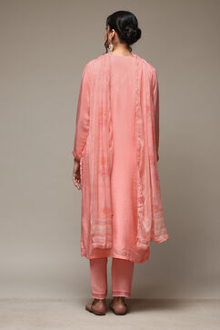 Pink Muslin Lace Unstitched Suit Set image number 6