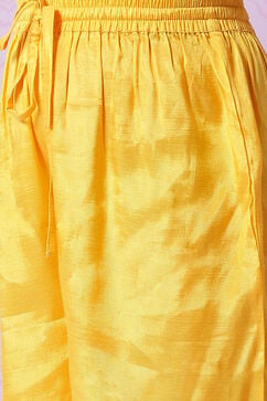 Yellow Poly Viscose Flared Straight Kurta Palazzo Suit Set image number 5