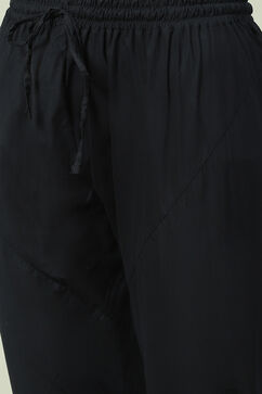 Black Cotton Anarkali Kurta Churidar Suit Set image number 2