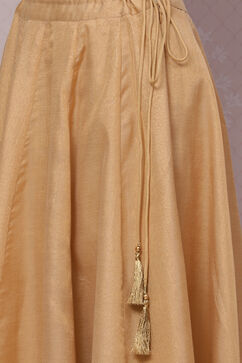 Gold Flared Metallic Cotton Skirts image number 1