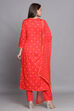 Red Glace Cotton Easy Stitch Suit Set image number 5