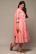 Pink Cotton Gathered Kurta Pants Suit Set image number 6