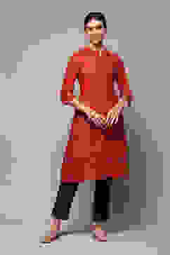 Maroon Cotton Flared 3 Piece Set image number 6