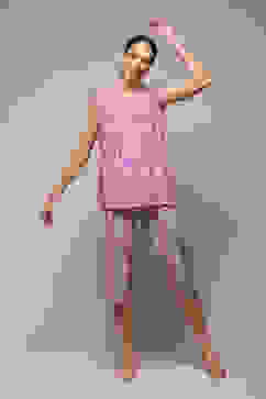 Purple Rayon Printed 2 Piece Sleepwear Set image number 0