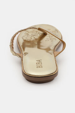 Gold Toned Open Toed Flats image number 2