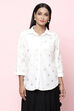Off White Straight Art Silk Printed Short Kurti image number 2