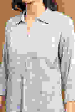 Sky Blue Printed Straight Short Kurti image number 1