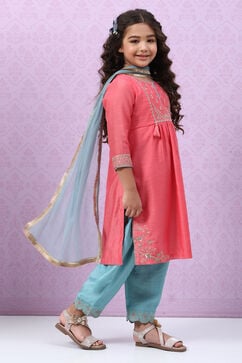 Peach Art Silk Straight Kurta Salwar Suit Set image number 5