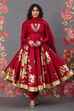 Rohit Bal Red Cotton Silk Anarkali Printed Suit image number 4