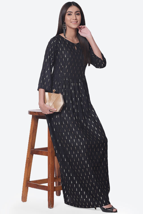 Black Rayon Fusion Dress image number 5