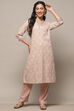 Pink Cotton Straight Kurta image number 5