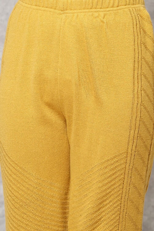 Mustard Straight Wool Acrylic Pants image number 1