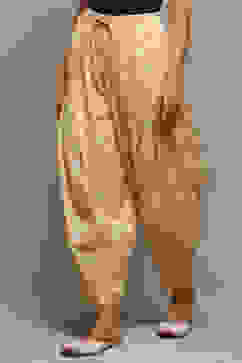 Beige & White Cotton Printed Relaxed Salwar image number 2