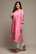 Pink LIVA Straight Printed Kurta image number 2