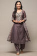 Light Purple Chanderi Unstitched Suit Set image number 2