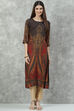 Charcoal Viscose Straight Printed Kurta image number 0