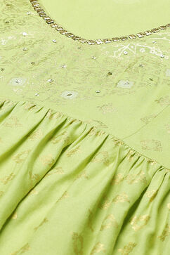 Green Rayon Flared Kurta image number 1