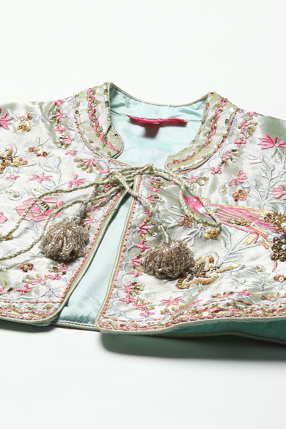 Ivory Cotton Blend Anarkali With Jacket Printed Suit Set image number 1