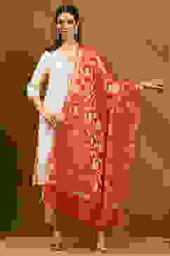 Pink Polyester Dupatta image number 4