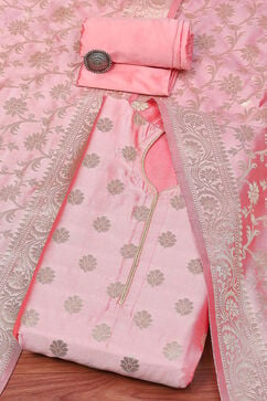 Pink Silk Blend Unstitched Suit Set image number 0