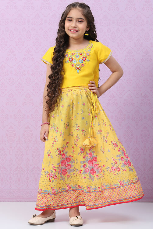 Yellow Art Silk Lehenga Set image number 0