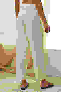 Cream-Colored Cotton Solid Regular Pants image number 5