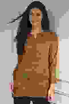 Mustard Red Polyester Straight Printed Short Kurta image number 0