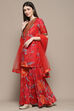 Red Polyester Straight Suit Set image number 4
