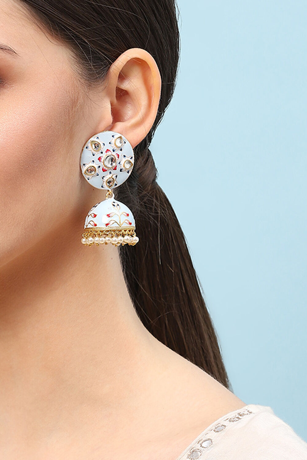 Light Blue Brass Earrings image number 1