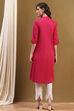 Pink Cotton Solid Pleated A-Line Kurta image number 3