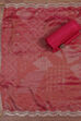 Pink Tissue Hand Embroidered Unstitched Suit Set image number 3