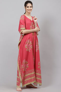 Pink Straight Cotton Printed Sleepwear image number 3