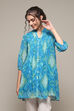 Turquoise Poly Georgette Straight Printed Kurta image number 1