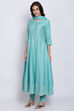 Sky Blue Poly Cotton Anarkali Kurta Churidar Suit Set image number 2