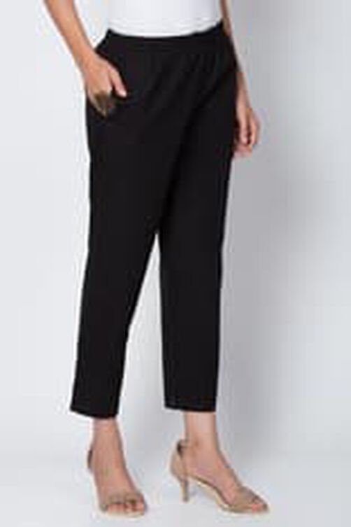 Black Cotton Straight Pant