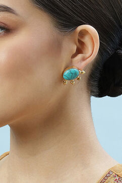 Turquoise Brass Earrings image number 1