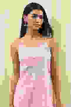 Pink Cotton Floral Strappy Straight Suit Set image number 1